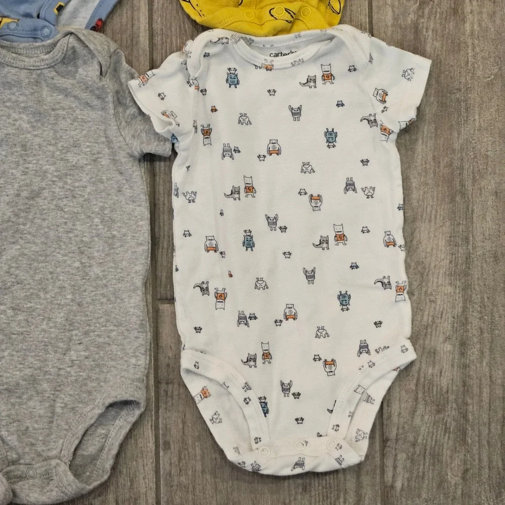 Carter's Bodysuits‎ Kids Size 6M 15 Piece Lot Stripes Animals Vehicles Infant
